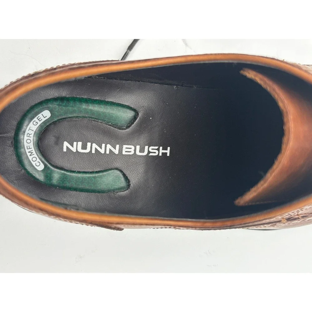Nunn Bush Men's 9M Brown Leather Wingtip Brogue Comfort Gel Oxford Dress Shoes